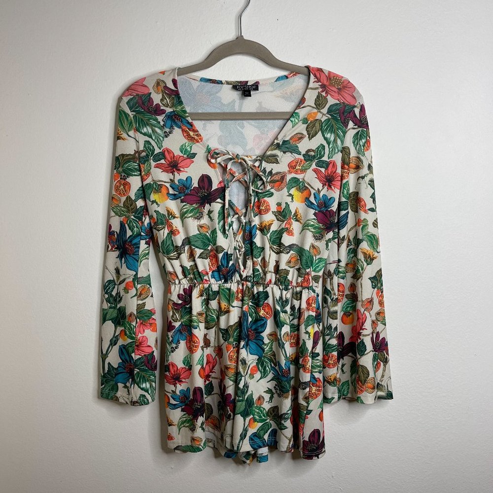 Topshop Floral Long Sleeve Romper
